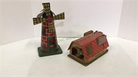 Vintage toy lot includes a tin windmill and a
