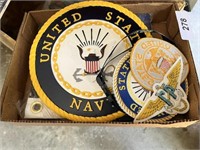 US Navy Wall Plaque, License Plate, Flag (new)