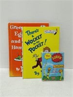 lot of 2 dr. suess books and dr. suess lorax game