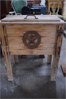 Rustic Wood Western Ice Chest On Stand w/ Drain