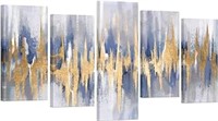 Ilooklike 5 Piece Large Abstract Wall Art Gold