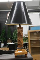 WOOD CARVED TABLE LAMP 28"