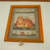 Wooden Frame Wall Hanging Cat Picture