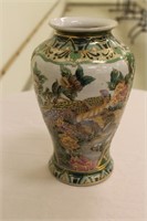 Tall porcelain vase w/ bird pattern