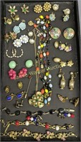Tray Lot. Costume Jewelry. Bracelets, Earrings