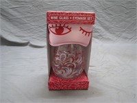 NIB Wine Glass & Eye Mask Set