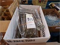 Box of glasses with mugs, and a vase