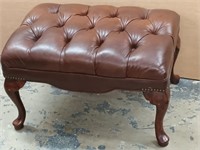 Tufted Leather Queen Anne Style footstool look at