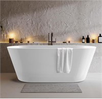 59 in. Acrylic Flatbottom Bathtub in Glossy White