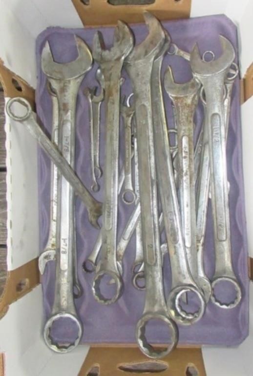 Assortment of combination wrenches. Sizes