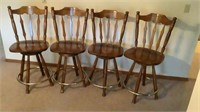 (4) Oak Swivel Bar Stools