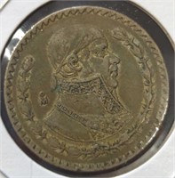 Silver 1958 Mexican dollar