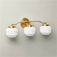 Milk Glass 3-Bulb Vanity Sconce Brass Finish