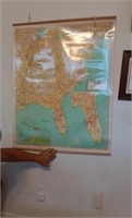 1963 ACL Atlantic Coastline Railroad map pull