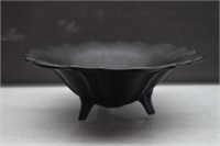 Vintage Black Satin Glass 3 Footed Bowl