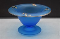 Vintage Blue Mist Satin Hand Painted Bowl