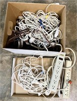 Box Full of Extension Cords & Surge Protectors