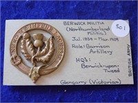 Berwick (Northumberland) Militia Cap Badge