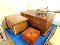 CUTTLERY CHEST, JEWELLERY BOX, COOKING PAN