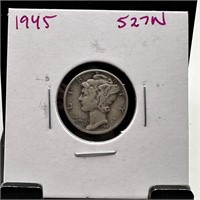 1945 MERCURY SILVER DIME