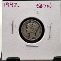 1942 MERCURY SILVER DIME