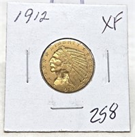 1912 $5 Gold XF