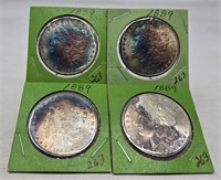 (4) 1889 Silver Dollars BU-Nicely Toned