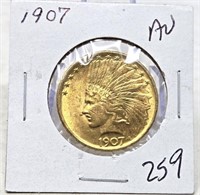 1907 $10 Gold AU