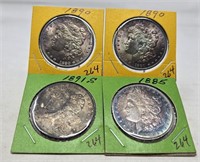 1885, (2) 1890, ’91-S Silver Dollars BU-Nicely