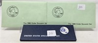 (2) 1980 S.B.A. Dollar Souvenir Sets; 1967 Mint