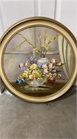 Framed Oval Floral Painting