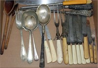 assorted carving set pieces and silverplate