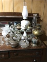 Assorted oil lamp and oil lamp bases
