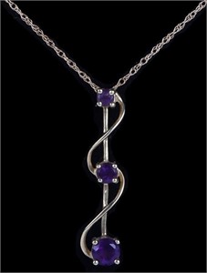 10K YELLOW GOLD AMETHYST PENDANT NECKLACE