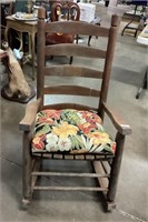 Natural wood Rocking Chair with Cushion