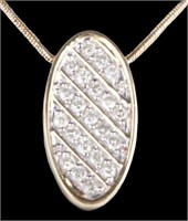 14K YELLOW GOLD OVAL DIAMOND LADIES NECKLACE