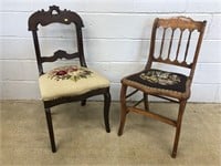 (2) Needlepoint Vtg. Chairs