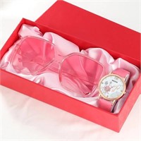 Watch and sunglasses set pink