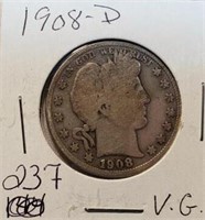 1908D Barber Half Dollar VG