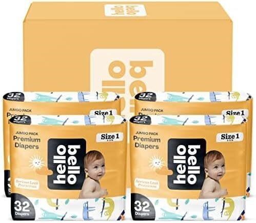 Baby Diapers Size 1: 128-Count  Eco-Friendly
