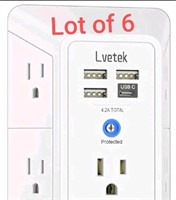 Lot of 6, USB Outlet Extender Surge Protector - Lv