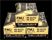 .45 AUTO 45 ACP ammunition (3) boxes Sellier