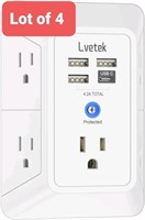 Lot of 4 USB Outlet Extender Surge Protector - Lve