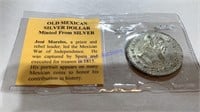 Old Mexican silver dollar, 1962