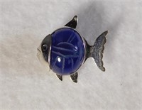Sterling Silver Designer Scarab Fish Pin