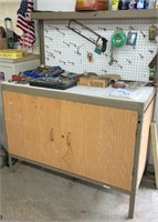 2 Door Work Surface Cabinet w/Peg Board Hutch