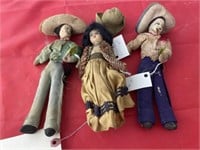 3 Mexican Dolls 9"