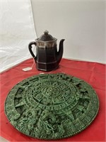 Aztec Wheel 11" Dia & Brown Drip Stoneware