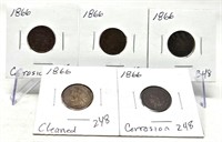 (5) 1866 Cents-Problems