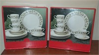 2 NEW Boxes 12 Pc Christmas Dinner Sets Service 8
